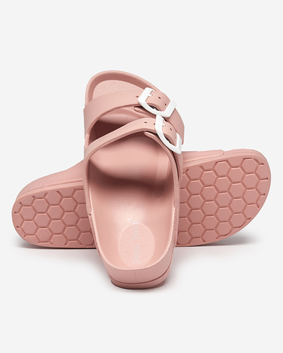 Hellrosa Damenhausschuhe mit Schnallen. Teliwo - Footwear