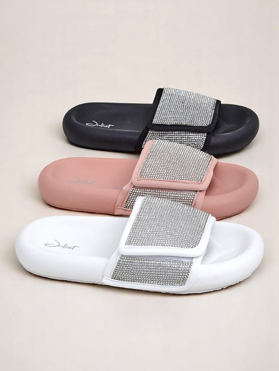 Royalfashion Damen Pantoletten mit flacher Sohle Sparkle Step
