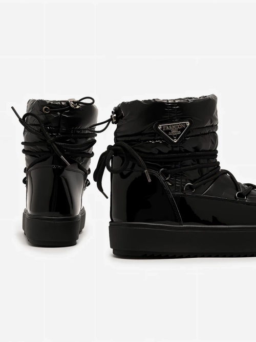 Royalfashion Жіночі черевики-сліпони a'la снігоступи чорні Vevnose