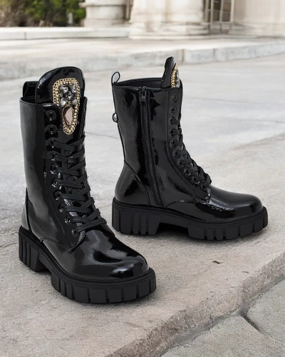 Royalfashion Damen Operre Schnürstiefel