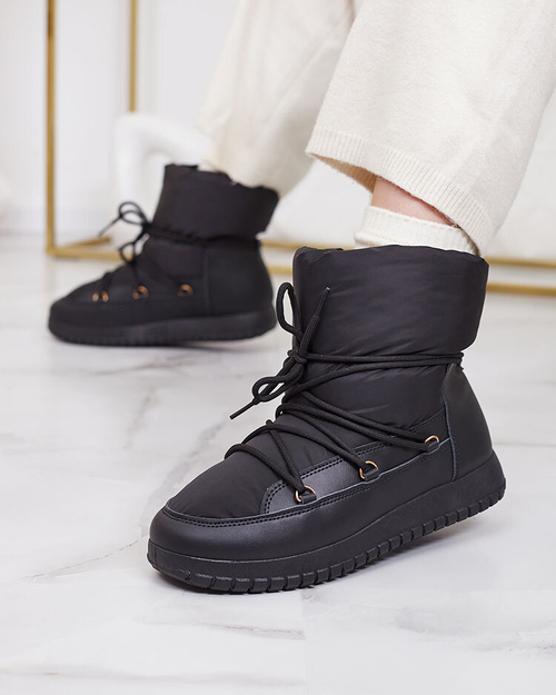 Royalfashion Жіночі снігоходи на шнурівці чорного кольору Iredas