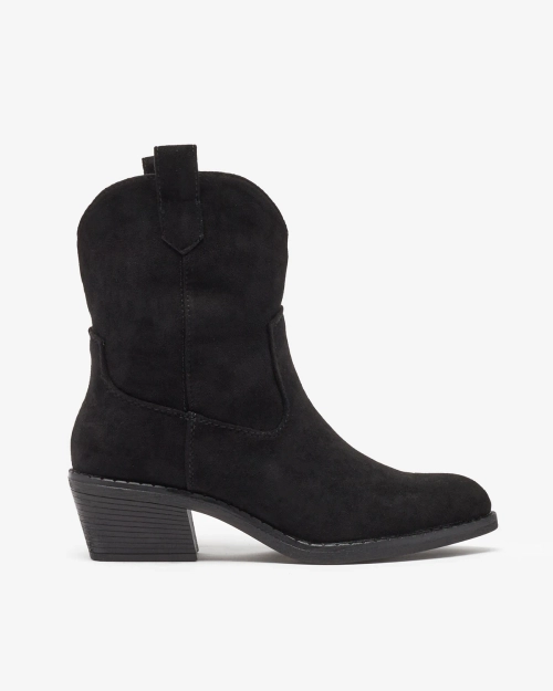 Royalfashion Чорні жіночі утеплені ковбойські чоботи Bronco