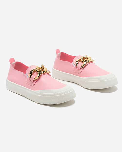 Рожеві жіночі сліпони на більш товстій підошві з прикрасою Senula - Взуття