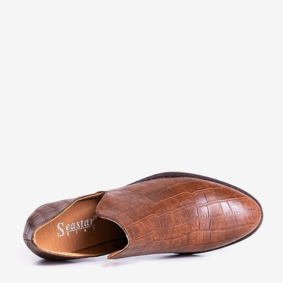 Braune Schlangenlederschuhe mit Schnitten Pixena - Schuhe