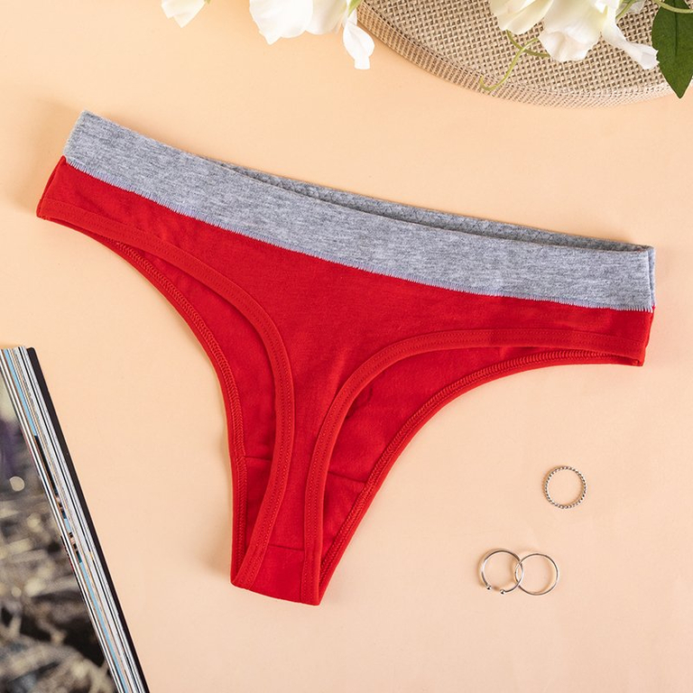 Roter Tanga für Frauen mit Katzendruck - Unterwäsche