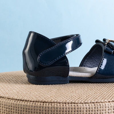 Dunkelblaue Kindersandalen mit Schleife Meeo - Schuhe