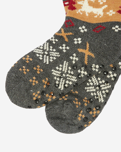 Graue Damensocken mit Weihnachtsmuster - Unterwäsche