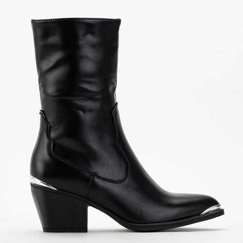 Чорні жіночі ботильйони в ковбойському стилі Rin