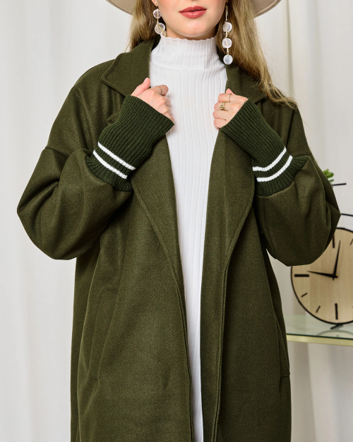 Royalfashion Жіноча куртка-пальто довжиною до коліна темно-зеленого кольору