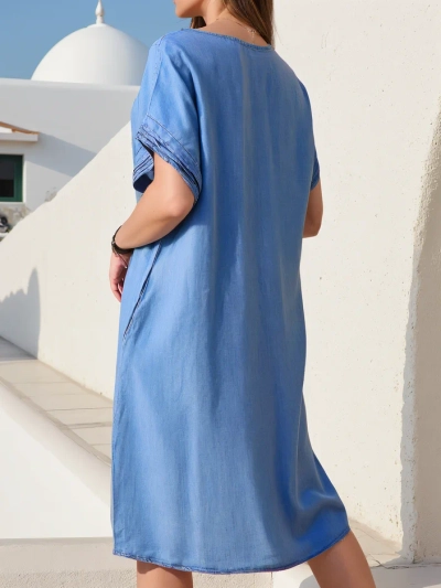 Royalfashion Einfache Damen-Tunika, die einem Jeanskleid ähnelt