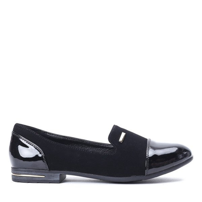 Czarne balerinki z lakierowanym noskiem - Obuwie