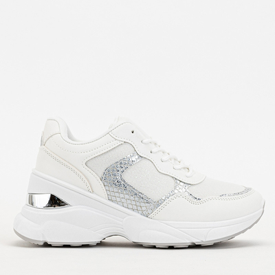 Weiße Damenturnschuhe mit verdecktem Keilabsatz Waqsy - Footwear