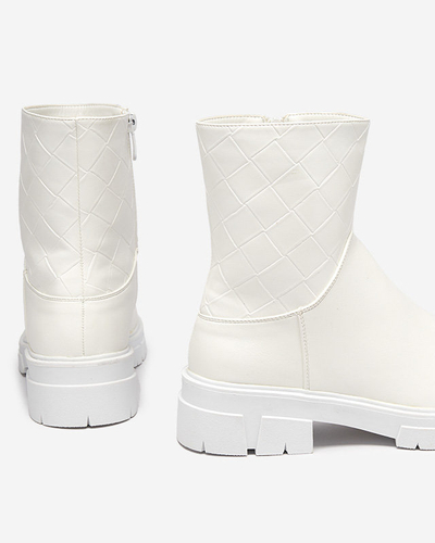 Weiße hohe Damenstiefel mit Steppung Redis - Footwear