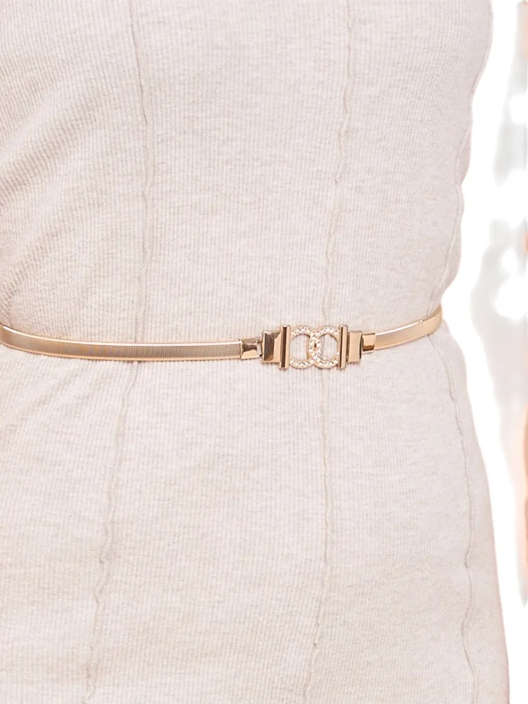 Aurelia Roma – Goldener, schmaler Damen-Metallgürtel mit dekorativer Schnalle