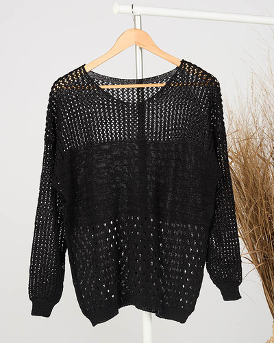 Schwarzer durchbrochener Damenpullover - Kleidung