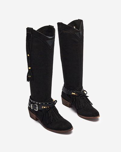 Schwarze Damen-Cowboystiefel mit Clarosai-Verzierungen - Schuhe
