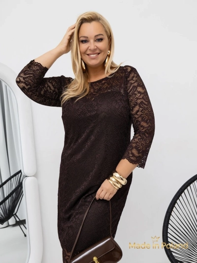 Elegantes Damen-Midikleid aus Spitze mit 3/4-Ärmeln Elegant Star