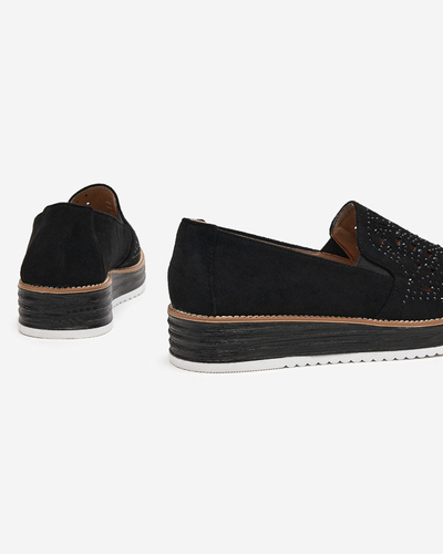 OUTLET Schwarze Damenschuhe mit Zirkonia Lamsiou - Schuhe