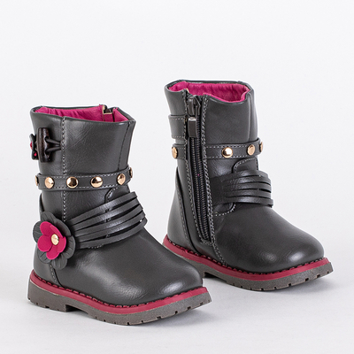 Graue Kinderstiefel aus Öko-Leder Kisso- Footwear