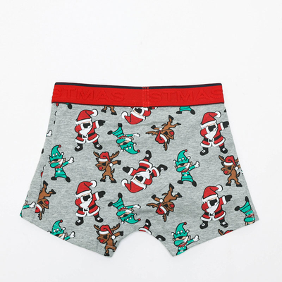 Graue 'Weihnachts-Boxershorts für Jungen - Unterwäsche