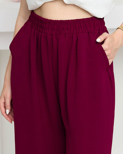 Burgunderrote weite Palazzo-Hose mit Taschen Bekleidung