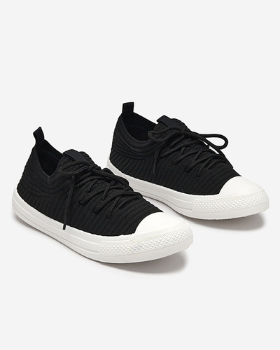 Royalfashion Schwarz Damen Manfer gerippte Sneaker
