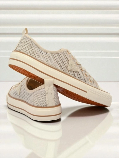 Aurelia Beige - Damen Stoff-Sneakers mit flacher 3 cm Sohle