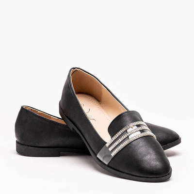 Schwarze Damenmokassins mit Zirkonia von Kremssa - Schuhe