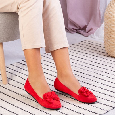 Rote Ballerina mit Bogen Iva-Footwear
