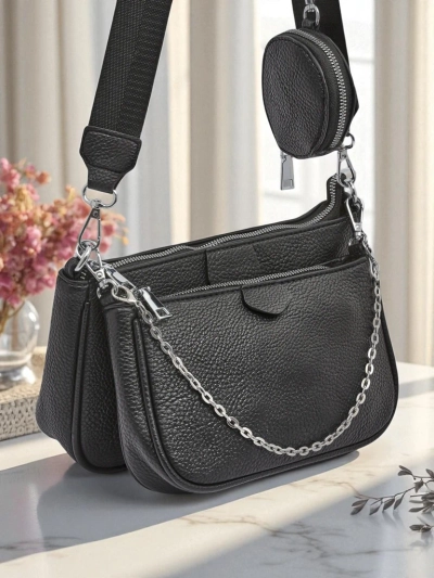 Multifunktionale Damenhandtasche Scylla in Schwarz aus Öko-Leder