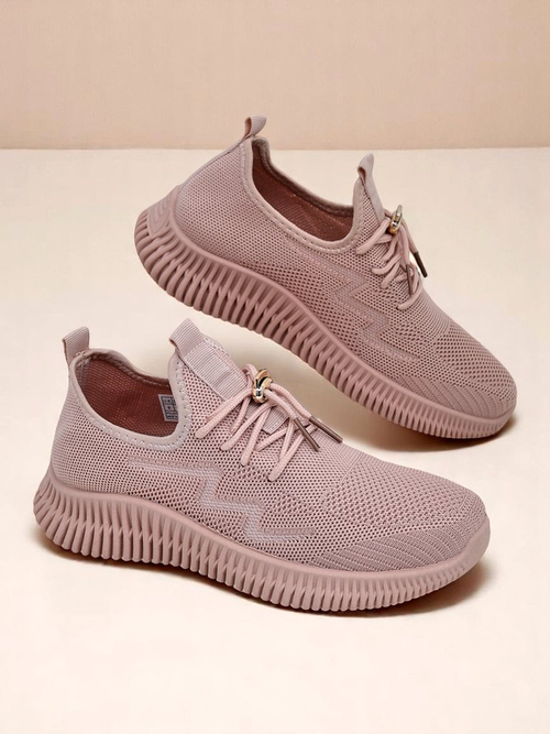 Aurelia Rosa – жіночі спортивні туфлі Royalfashion з тканини, рожеві, плоский каблук
