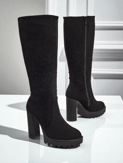 Damen Öko-Wildleder Stiefel mit Blockabsatz GaleNest