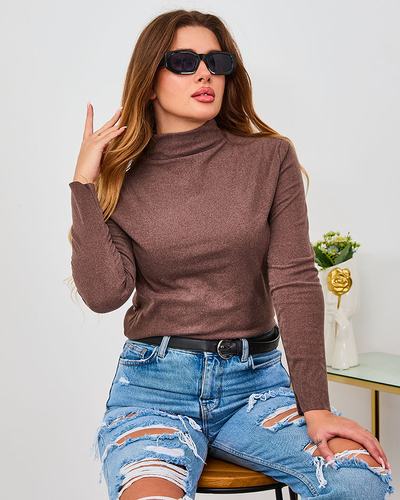 Damen-Rollkragenpullover in dunkelbrauner Farbe - Kleidung