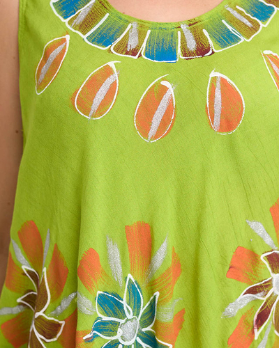 Grünes Strandkleid für Damen mit Blumenumhang - Kleidung