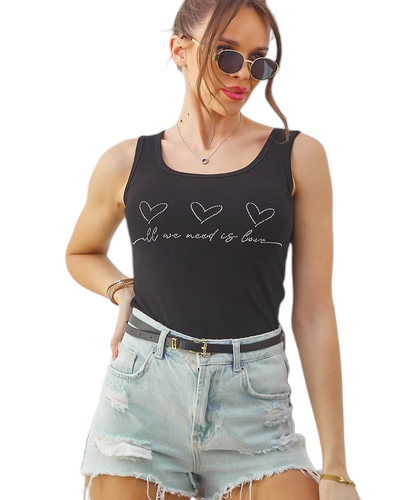 Royalfashion Damen Baumwoll-Camisole-Top mit Herzen