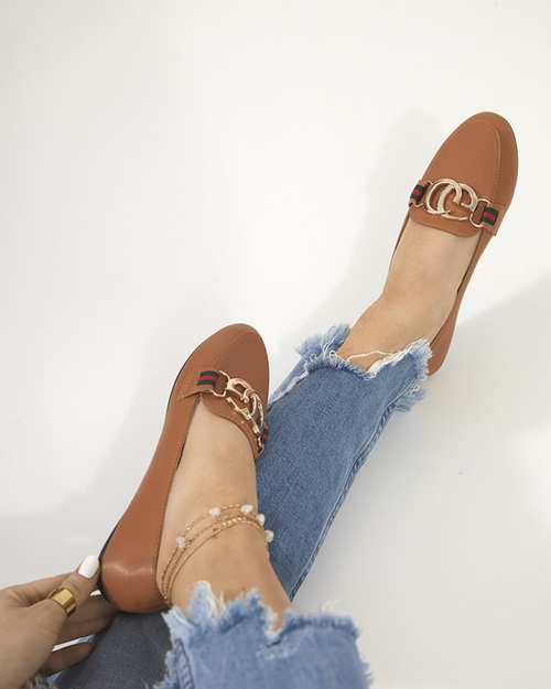 Коричневі жіночі мокасини з пряжкою Meneris