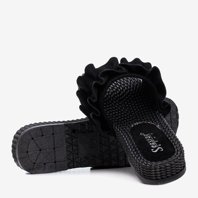 Schwarze Damen-Flipflops mit Rafel-Rüschen - Schuhe 1