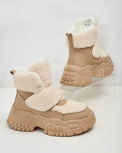 Royalfashion Damen Schneestiefel mit Schafsfell Segulla