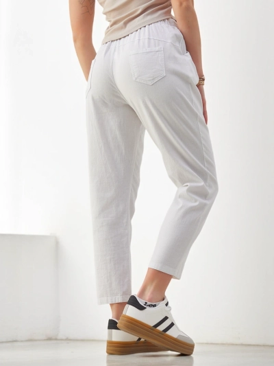 Royalfashion Baumwoll-Variante gerade Damenhose mit einem Bindeband in der Taille