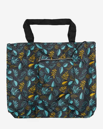 Faltbare Einkaufstasche mit Sachet und mintgelbem Blumenmuster - Accessoires