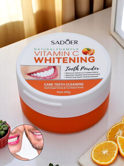 Sadoer Whitening Zahnaufhellungspulver entfernt Flecken von Kaffee, Tee und Tabak mit Vit C