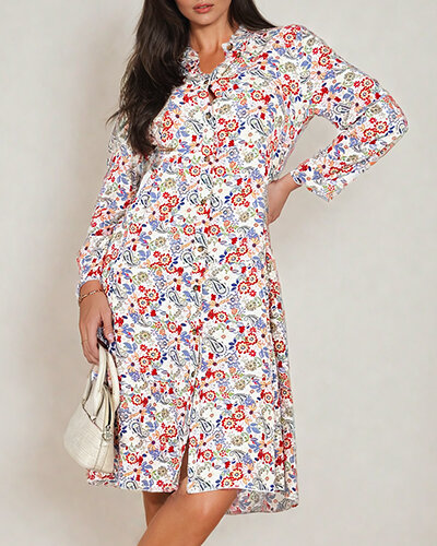 Royalfashion Damen Midikleid mit Muster