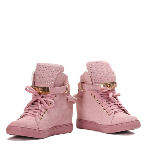 Różowe sneakersy z eko zamszu LU BOO - Obuwie