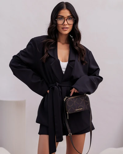 Royalfashion Elegantes Damen-Set mit gebundenem Blazer und Shorts-Rock