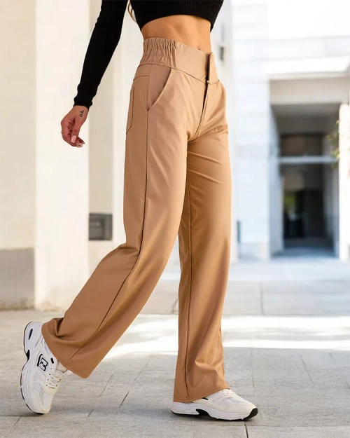 Royalfashion Жіночі широкі штани з екошкіри