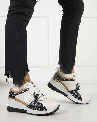 Sportschuhe für Damen in Schwarz und Weiß auf einem Keilabsatz von Anubi - Schuhe