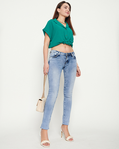 Blaue, gerade Jeans für Damen - Kleidung