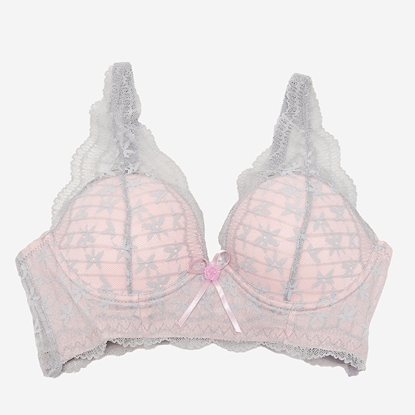 Pinker Damen-BH mit grauer Spitze - Underwear