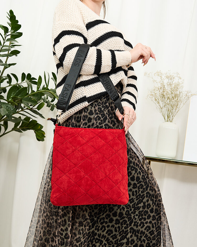 Royalfashion Rote gesteppte Damenhandtasche aus Öko-Wildleder