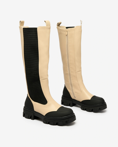 Royalfashion Beige Wadenstiefel Blyss